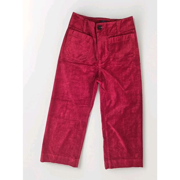 Anthropologie Maeve Colette Velvet Wide-Leg Pants Trousers Crop Red Size 26 - Picture 6 of 9